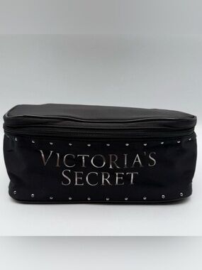 Victoria's Secret NWT Black Cosmetic or Lingerie Case with Logo and Stud Accents